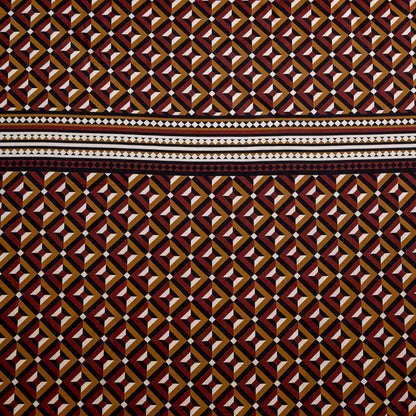 Stretch Cotton Sateen Panel - Mahogany Geometric - Art-tumnal Equinox Print - Mood Exclusive Harvest Collection