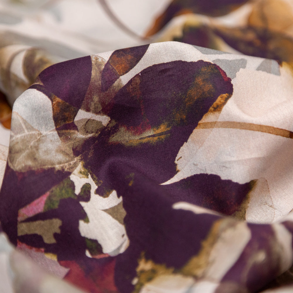 Cotton Voile - Burgundy and White Floral - A Drop of Golden Sun Print - Mood Exclusive Harvest Collection