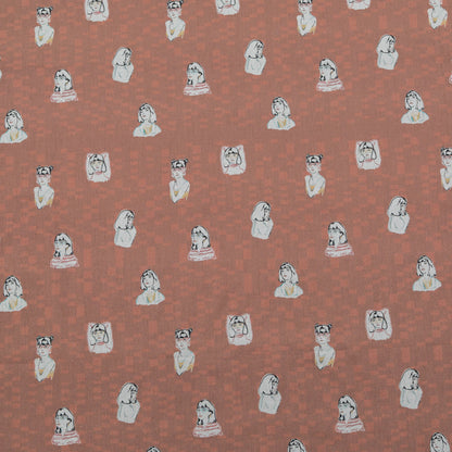 Cotton Voile - Burnt Salmon Faces - Run the World Print - Mood Exclusive Harvest Collection
