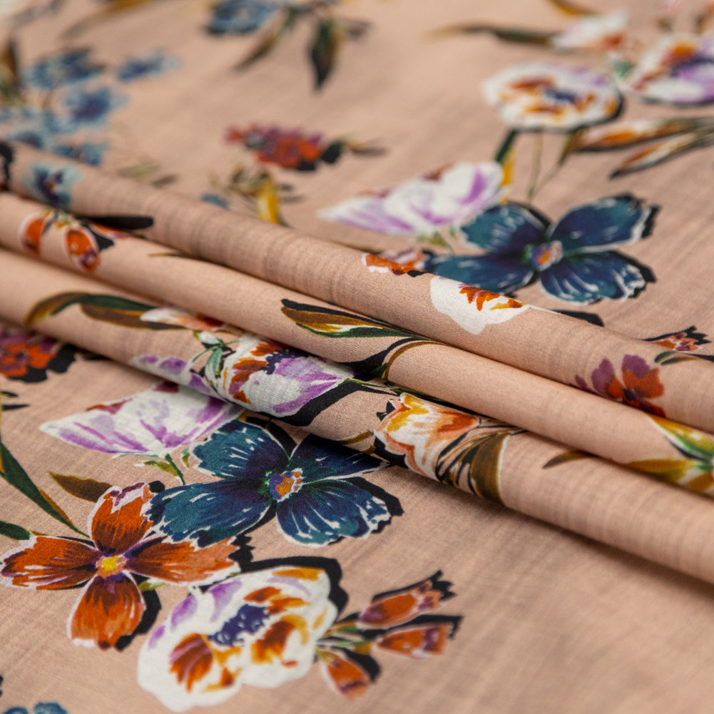 Cotton Voile - Beige Floral - New Americana Print - Mood Exclusive Harvest Collection