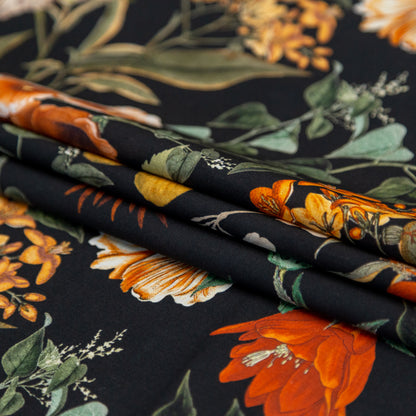 Cotton Voile - Black Floral - Garden of Earthly Delights Print - Mood Exclusive Harvest Collection