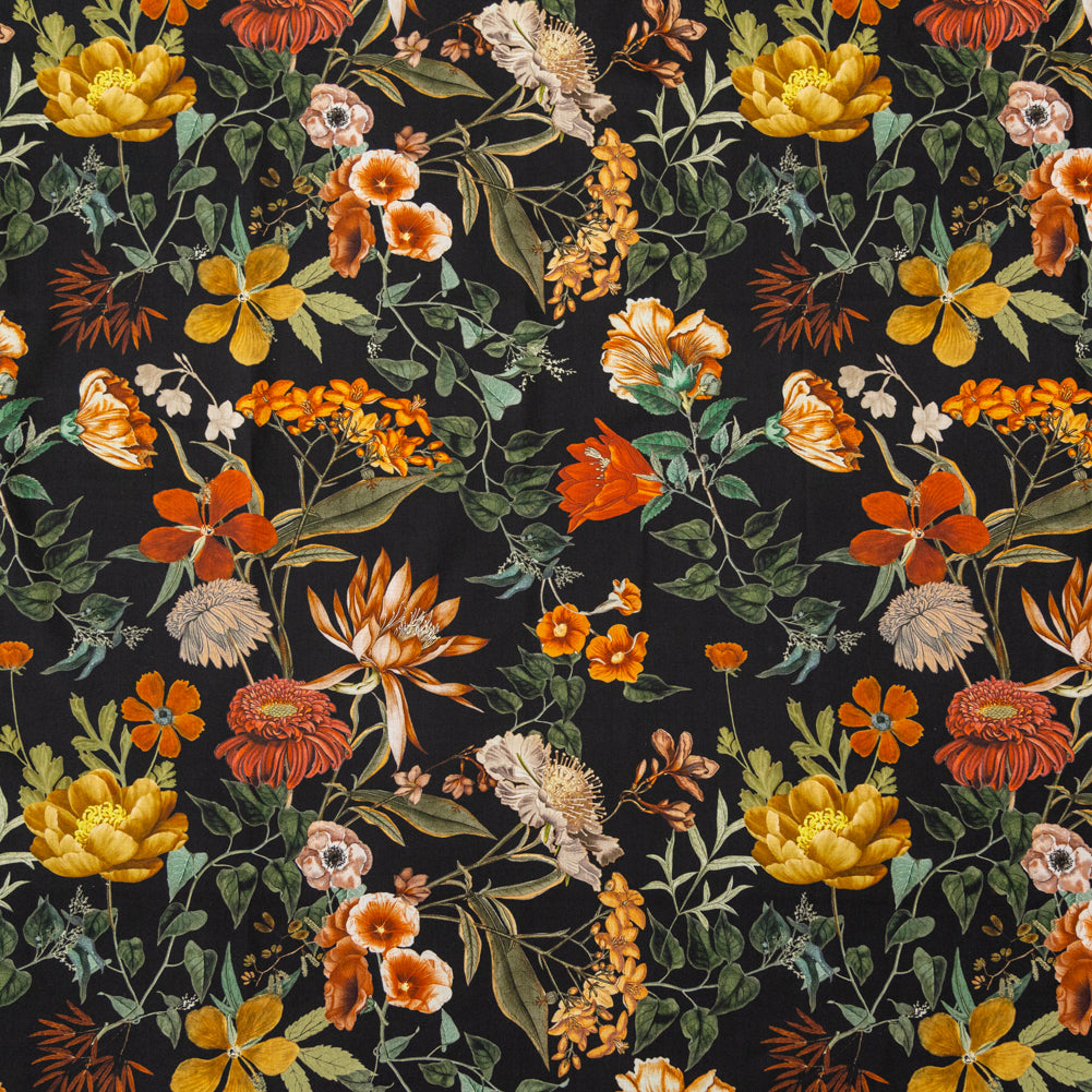 Cotton Voile - Black Floral - Garden of Earthly Delights Print - Mood Exclusive Harvest Collection