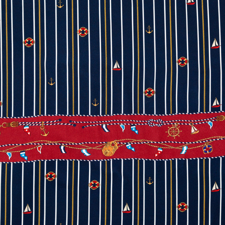 template--26688905969737__main-Stretch Polyester Crepe Panel - Nautical Treasures and Stripes - Sailboat Treasures Print - Mood Exclusive St. Tropez Collection
