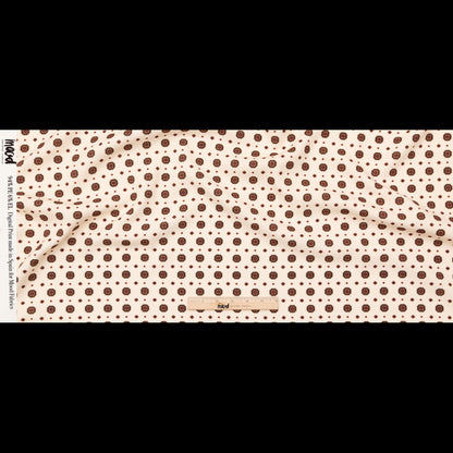 Stretch Polyester Crepe - White and Brown Medallions - Gemstone Carnations Print - Mood Exclusive St. Tropez Collection