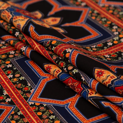 Stretch Polyester Crepe - Floral Tiles - Mosaic Views Print - Mood Exclusive St. Tropez Collection