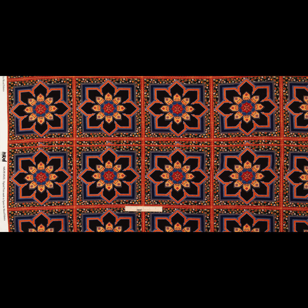 Stretch Polyester Crepe - Floral Tiles - Mosaic Views Print - Mood Exclusive St. Tropez Collection
