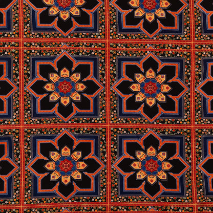 Stretch Polyester Crepe - Floral Tiles - Mosaic Views Print - Mood Exclusive St. Tropez Collection