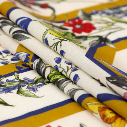 Cotton Voile - White and Gold Framed Florals - Parfumerie Gardens Print - Mood Exclusive St. Tropez Collection