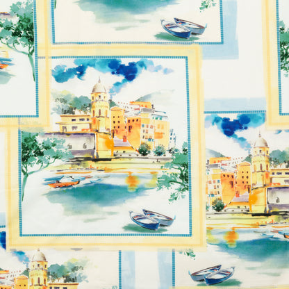 Cotton Voile - Blue and Yellow Waterscapes - Palace Regattas Print - Mood Exclusive St. Tropez Collection