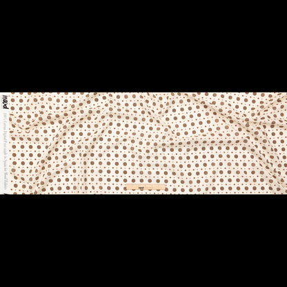 Cotton Voile - White and Brown Medallions - Gemstone Carnations Print - Mood Exclusive St. Tropez Collection