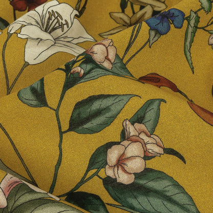 Cotton Voile - Yellow Floral - Mediterranean Dreams Print - Mood Exclusive St. Tropez Collection