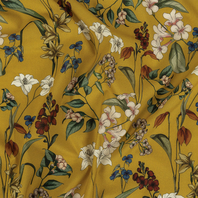 Cotton Voile - Yellow Floral - Mediterranean Dreams Print - Mood Exclusive St. Tropez Collection