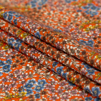 Cotton Voile - Terracotta Floral - Floral Symphonies Print - Mood Exclusive St. Tropez Collection