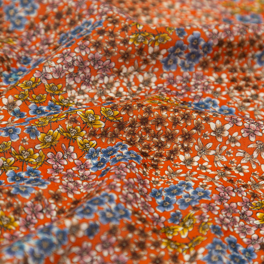 Cotton Voile - Terracotta Floral - Floral Symphonies Print - Mood Exclusive St. Tropez Collection