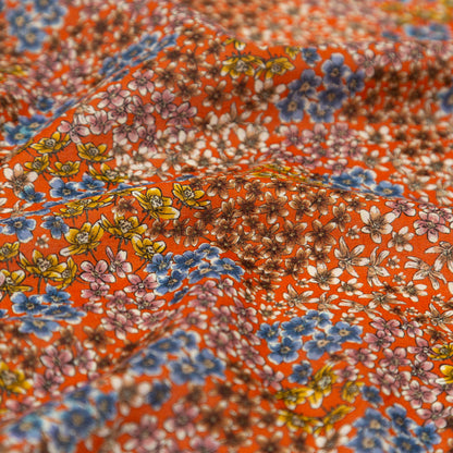 Cotton Voile - Terracotta Floral - Floral Symphonies Print - Mood Exclusive St. Tropez Collection