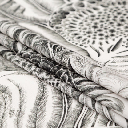 Cotton Voile - Black and White Sunflowers - Mood Exclusive Floral Hideaways Print