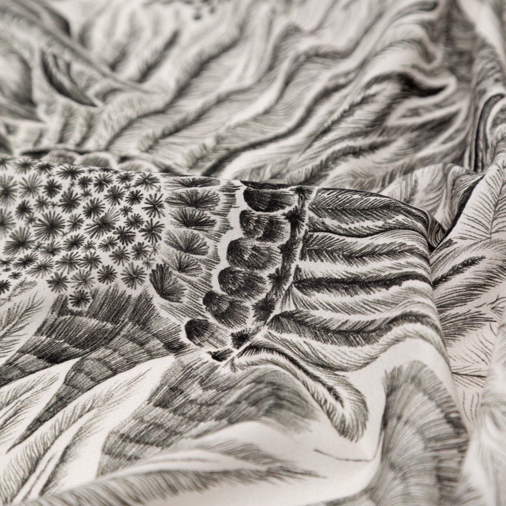 Cotton Voile - Black and White Sunflowers - Mood Exclusive Floral Hideaways Print