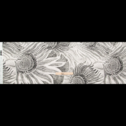 Cotton Voile - Black and White Sunflowers - Mood Exclusive Floral Hideaways Print