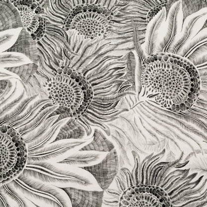 Cotton Voile - Black and White Sunflowers - Mood Exclusive Floral Hideaways Print