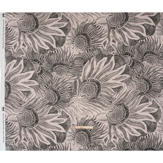Rayon Challis - Black and White Sunflowers - Mood Exclusive Floral Hideaways Print - Full