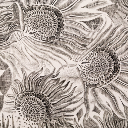 Rayon Challis - Black and White Sunflowers - Mood Exclusive Floral Hideaways Print