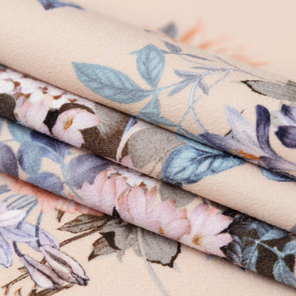 Stretch Polyester Crepe - Bisque Floral - Trifling Thoughts Print - Mood Exclusive Kenko Collection
