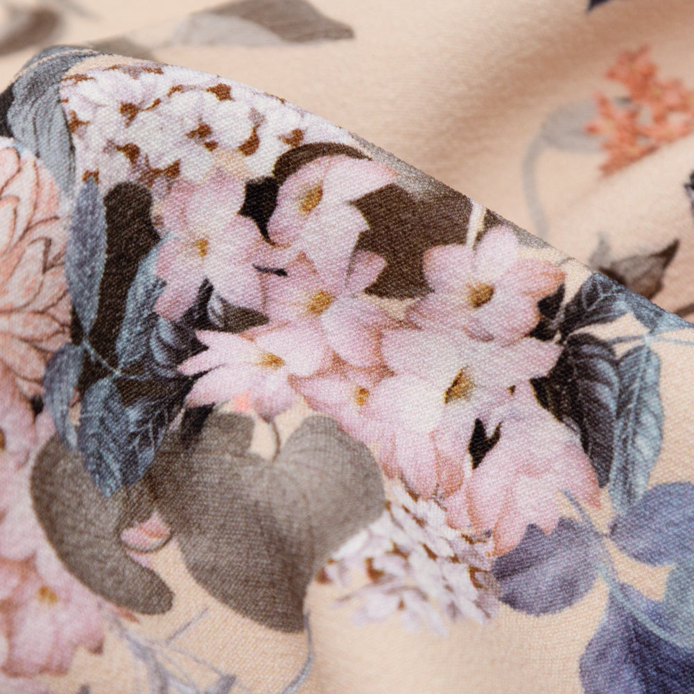 Stretch Polyester Crepe - Bisque Floral - Trifling Thoughts Print - Mood Exclusive Kenko Collection - Detail