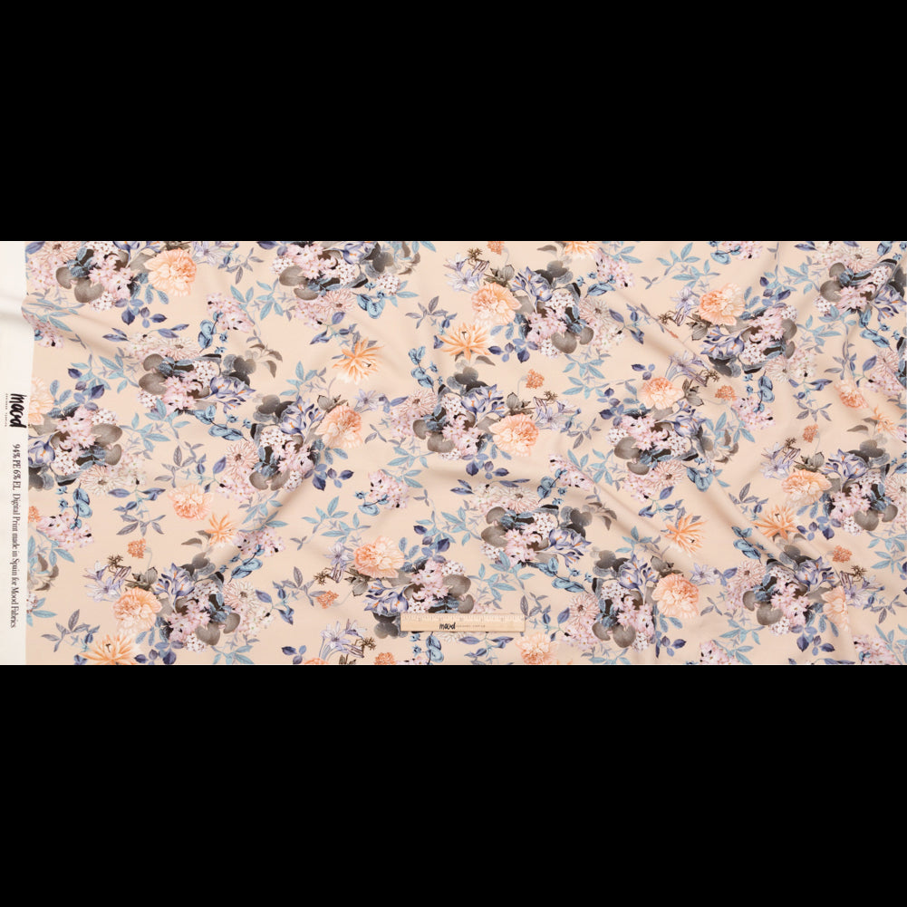 Stretch Polyester Crepe - Bisque Floral - Trifling Thoughts Print - Mood Exclusive Kenko Collection - Full