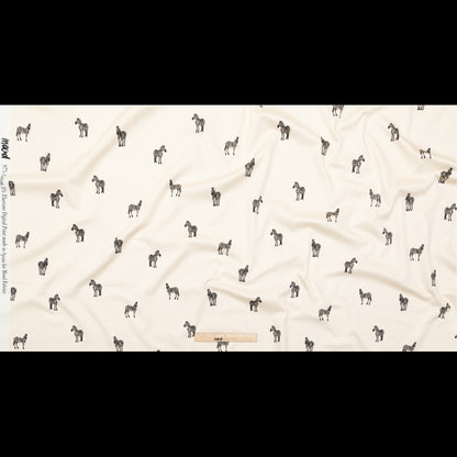 Stretch Cotton Sateen - White Zebras - Passing Interest Print - Mood Exclusive Kenko Collection