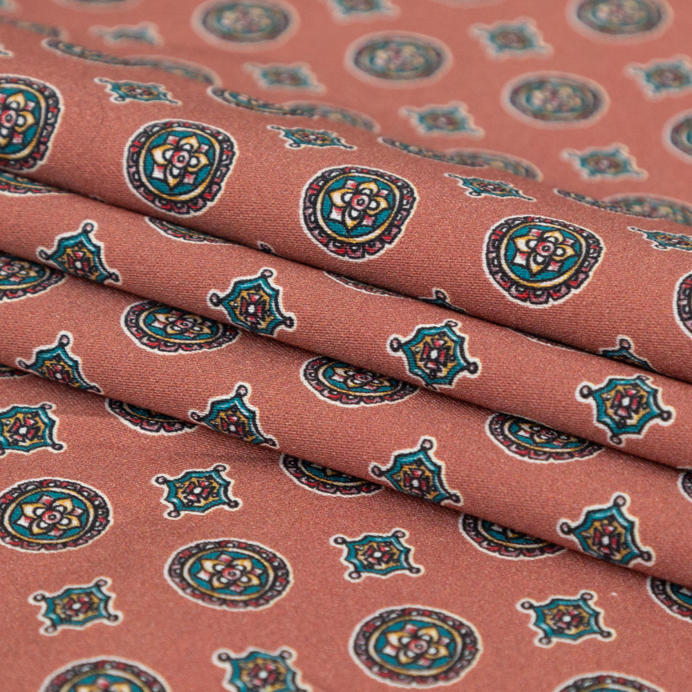 Stretch Cotton Sateen - Rose Taupe Medallions - Peaceful Ease Print - Mood Exclusive Kenko Collection - Folded