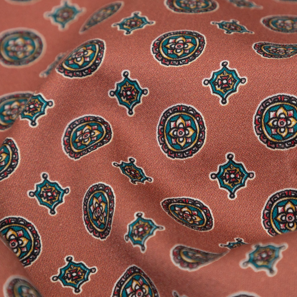 Stretch Cotton Sateen - Rose Taupe Medallions - Peaceful Ease Print - Mood Exclusive Kenko Collection - Detail