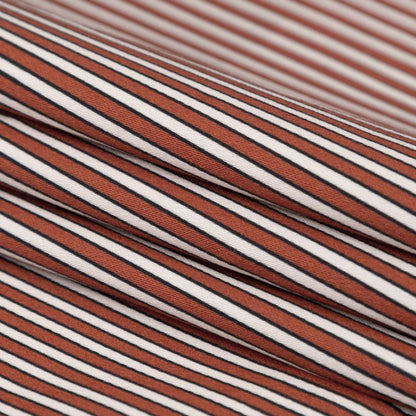 Stretch Cotton Sateen - Red and White Stripes - Evening Draws In Print - Mood Exclusive Kenko Collection