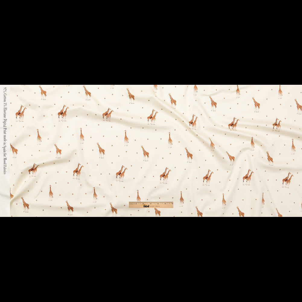 Stretch Cotton Sateen - White Giraffes and Diamonds - Span of Life Print - Mood Exclusive Kenko Collection - Full