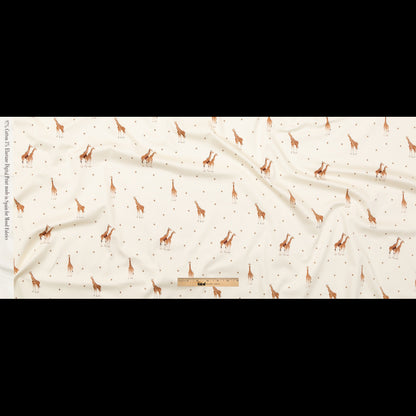 Stretch Cotton Sateen - White Giraffes and Diamonds - Span of Life Print - Mood Exclusive Kenko Collection