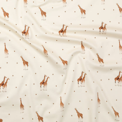 Stretch Cotton Sateen - White Giraffes and Diamonds - Span of Life Print - Mood Exclusive Kenko Collection