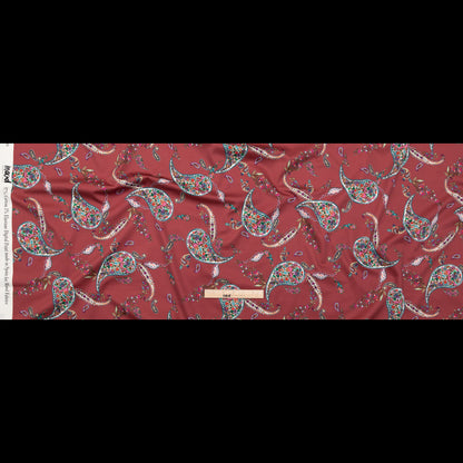 Stretch Cotton Sateen - Red Paisley - Merry Beyond Measure Print - Mood Exclusive Kenko Collection