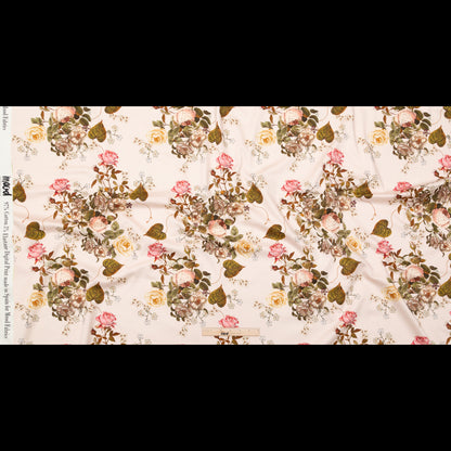 Stretch Cotton Sateen - Silver Peony Floral - Blossoms of the Heart Print - Mood Exclusive Kenko Collection