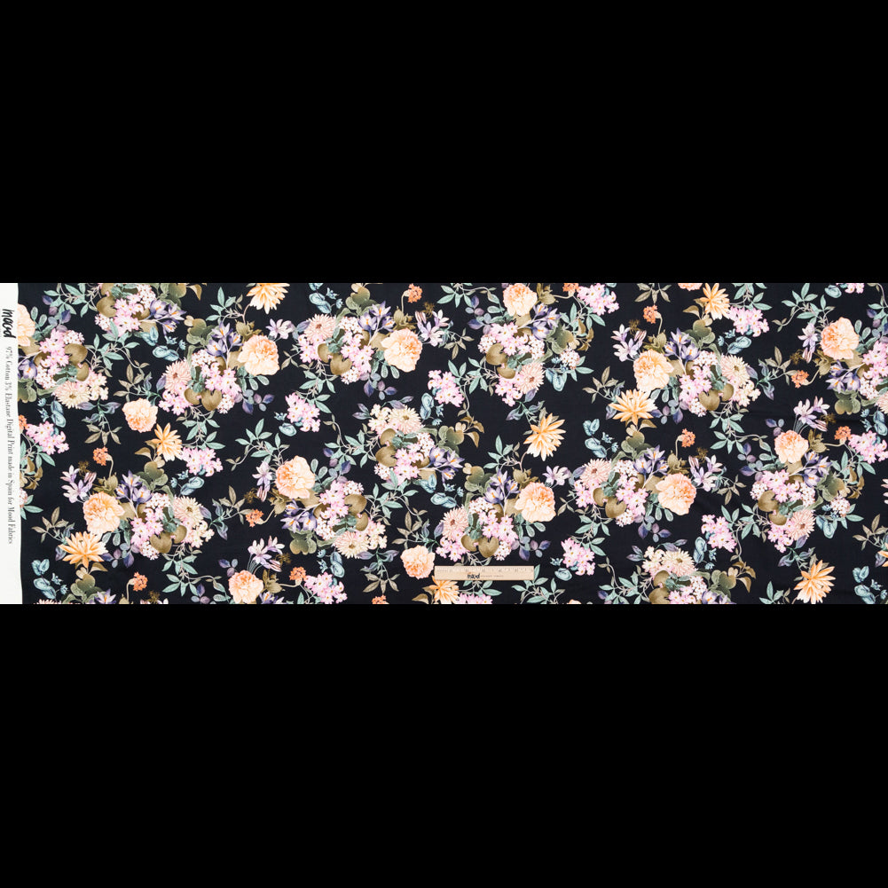Stretch Cotton Sateen - Black Beauty Floral - Trifling Thoughts Print - Mood Exclusive Kenko Collection - Full