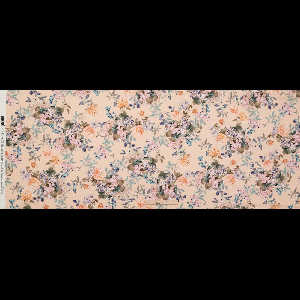 Stretch Cotton Sateen - Bisque Floral - Trifling Thoughts Print - Mood Exclusive Kenko Collection