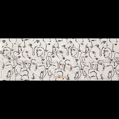 Stretch Cotton Sateen - Illustrative Faces - Abstract Concepts Print - Mood Exclusive Kenko Collection Full