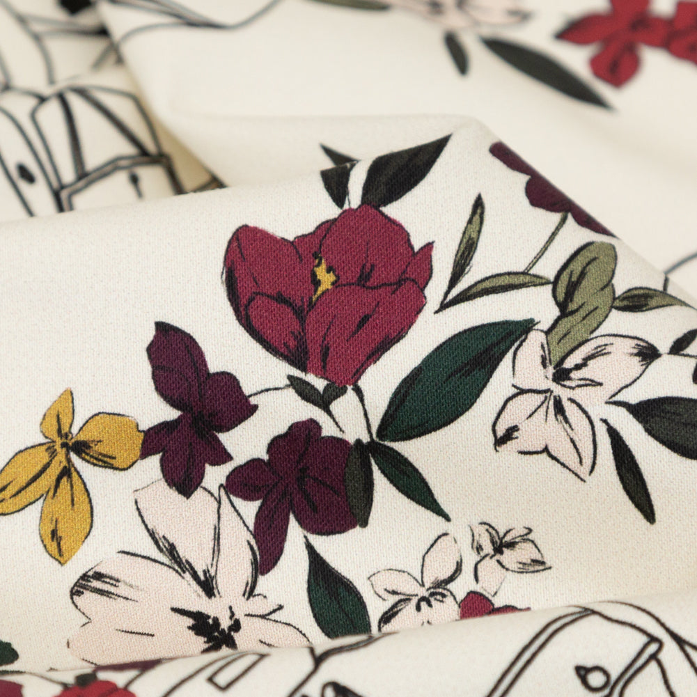 Mood Exclusive Winter White Mono No Aware Stretch Cotton Sateen