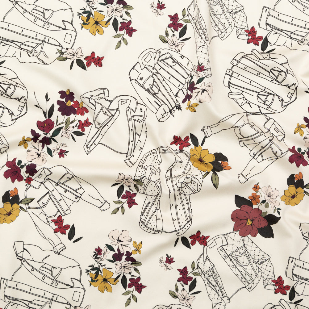 Mood Exclusive Winter White Mono No Aware Stretch Cotton Sateen