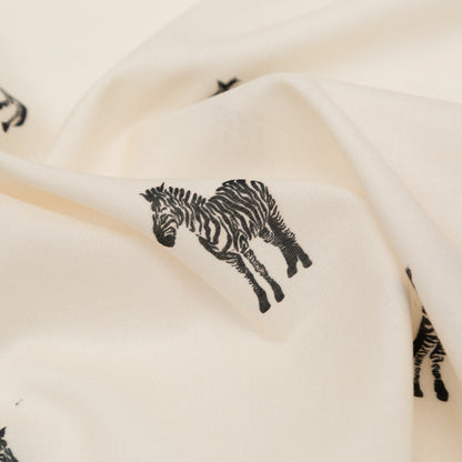 Cotton Voile - White Zebras - Passing Interest Print - Mood Exclusive Kenko Collection