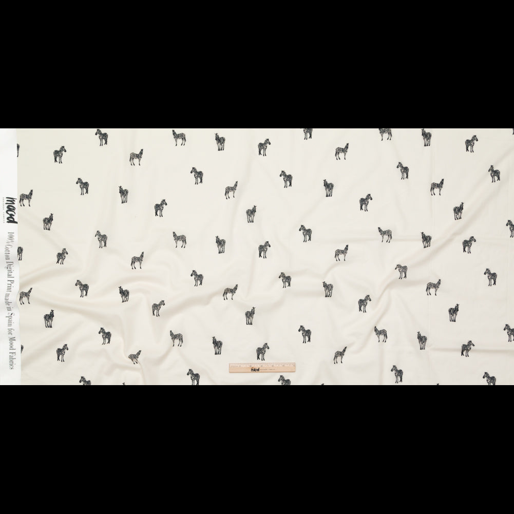 Cotton Voile - White Zebras - Passing Interest Print - Mood Exclusive Kenko Collection