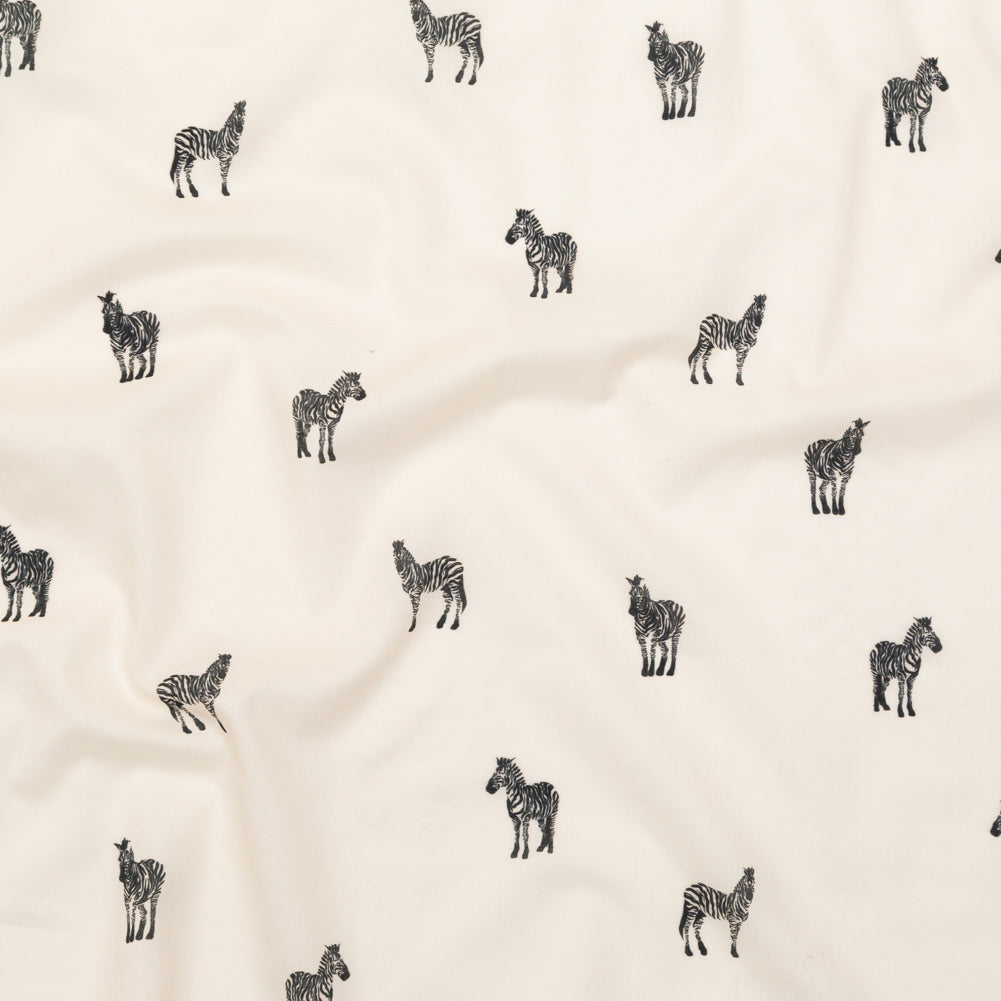 Cotton Voile - White Zebras - Passing Interest Print - Mood Exclusive Kenko Collection