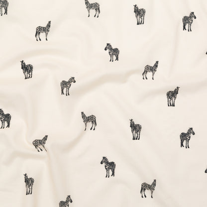 Cotton Voile - White Zebras - Passing Interest Print - Mood Exclusive Kenko Collection
