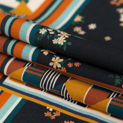 Cotton Voile - Floral and Geometric Patchwork - Idle Hours Print - Mood Exclusive Kenko Collection