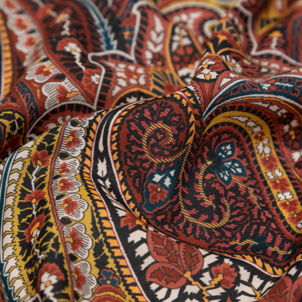 Cotton Voile - Brown and Red Paisley - Only By Luck Print - Mood Exclusive Kenko Collection
