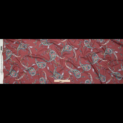 Cotton Voile - Red Paisley - Merry Beyond Measure Print - Mood Exclusive Kenko Collection