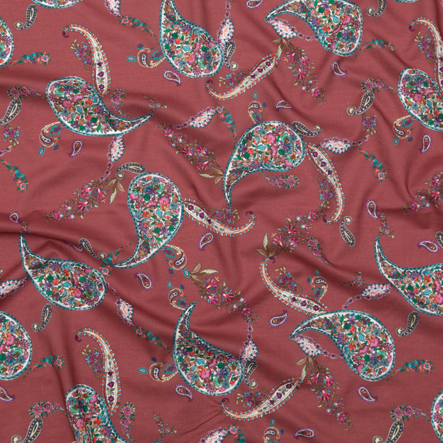 Cotton Voile - Red Paisley - Merry Beyond Measure Print - Mood Exclusive Kenko Collection